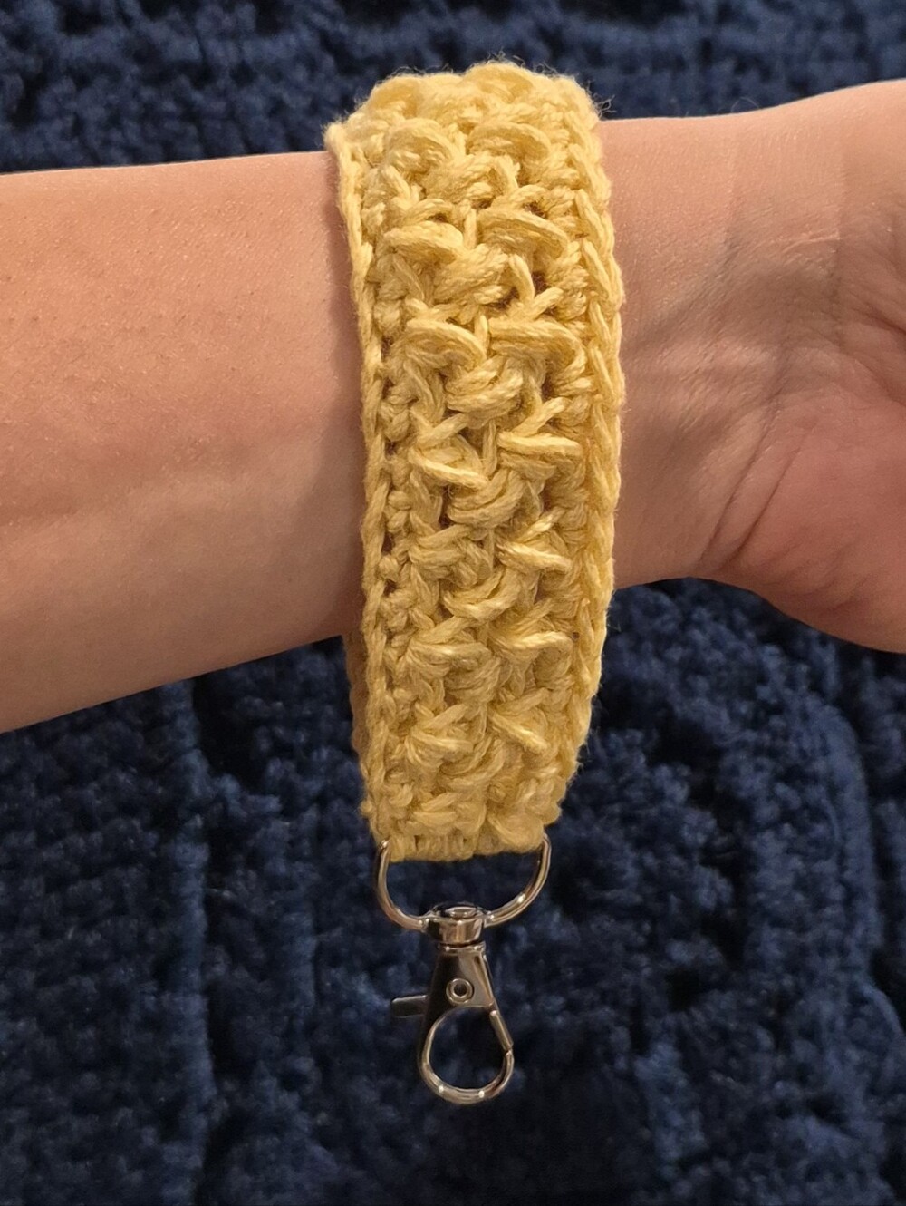 Handmade Yellow Crochet Wristlet Keychain